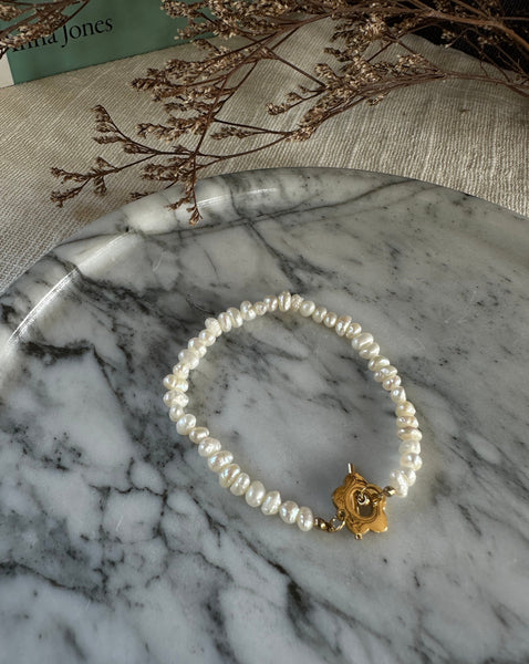 Ariel Pearl Flower Hook Bracelet