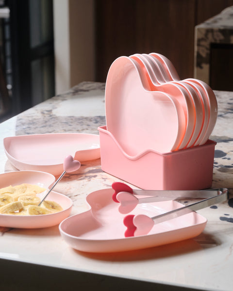 Heart Shape Plate with Holder - Set of 8