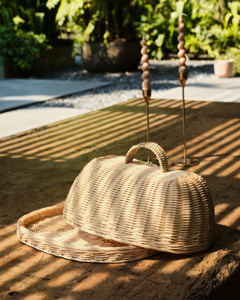 Uluwatu Rattan Tray with Food Cover