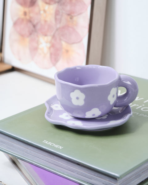 Summer Daze Purple Flower Cup and Saucer