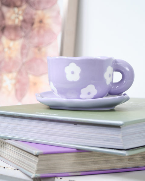 Summer Daze Purple Flower Cup and Saucer