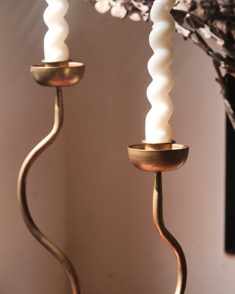 Wavy Gold Candle Holders