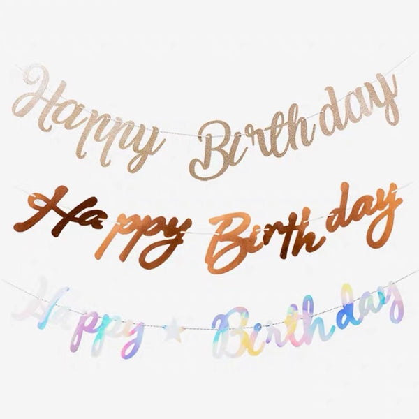 Birthday Banner (Gold Handwriting)