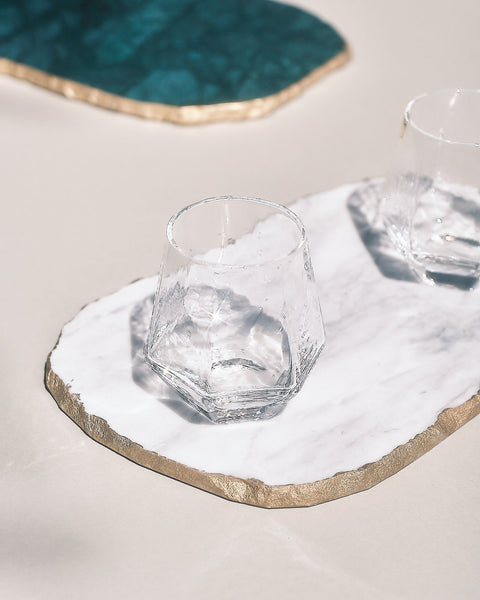 Irregular Edge Marble Tray with Gold Trim