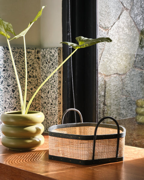 Hilary Hexagon Basket - Small Weave Black Trim