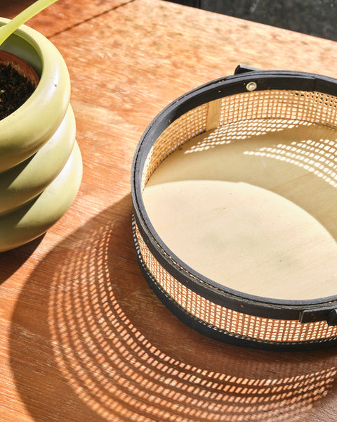 Hilary Round Basket - Small Weave Short with Black Trim