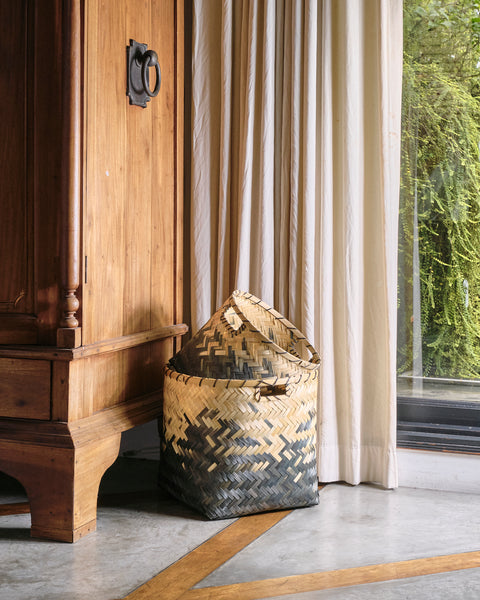 Masai Mara Bamboo Basket - Medium with Handle