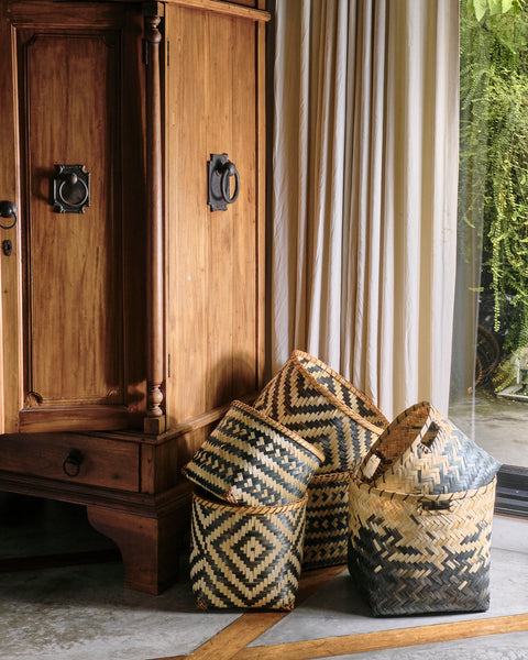 Masai Mara Bamboo Basket - Medium with Handle