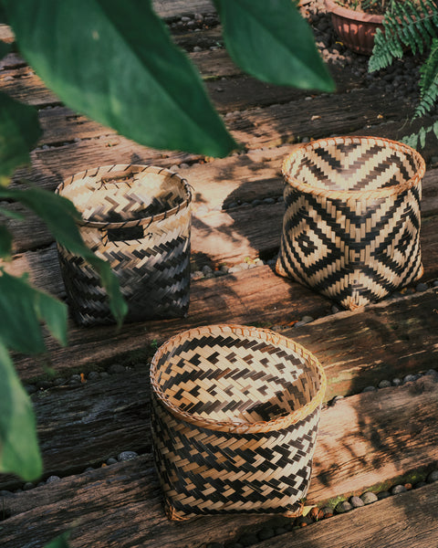 Masai Mara Bamboo Basket - Medium with Handle