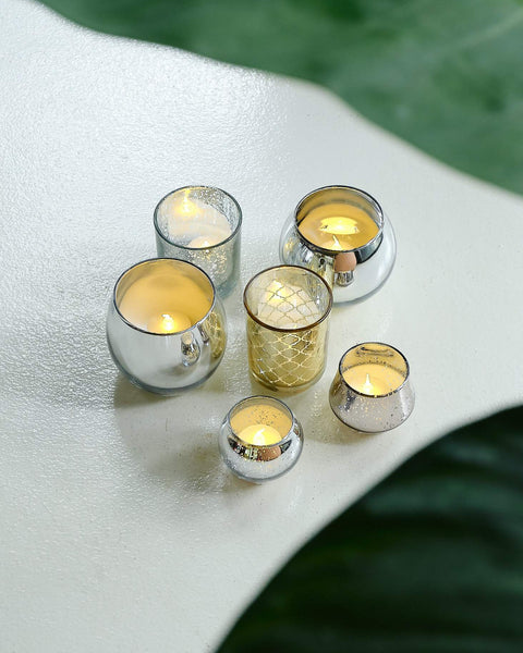 Round Mercury Small Tealight Holder - Silver