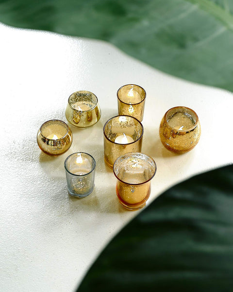 Round Mercury Small Tealight Holder - Gold