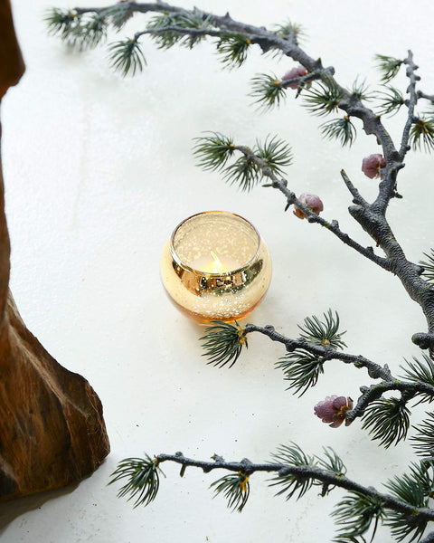 Round Mercury Small Tealight Holder - Gold
