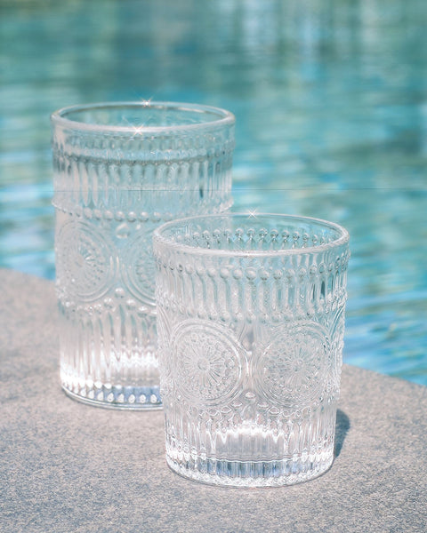 Carlotta Vintage Embossed Glass Cups