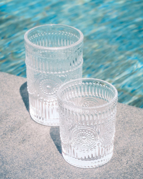 Carlotta Vintage Embossed Glass Cups